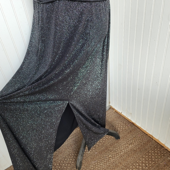 Enfocus Long Evening Dress Special Occasions Shimmer Glitter Black Silver 20W - Picture 8 of 14